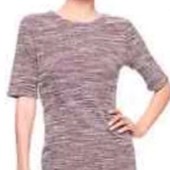 BANANA REPUBLIC Purple White Short Sleeve Boucle Tweed Fitted Dress - Size 4 - Picture 6 of 7